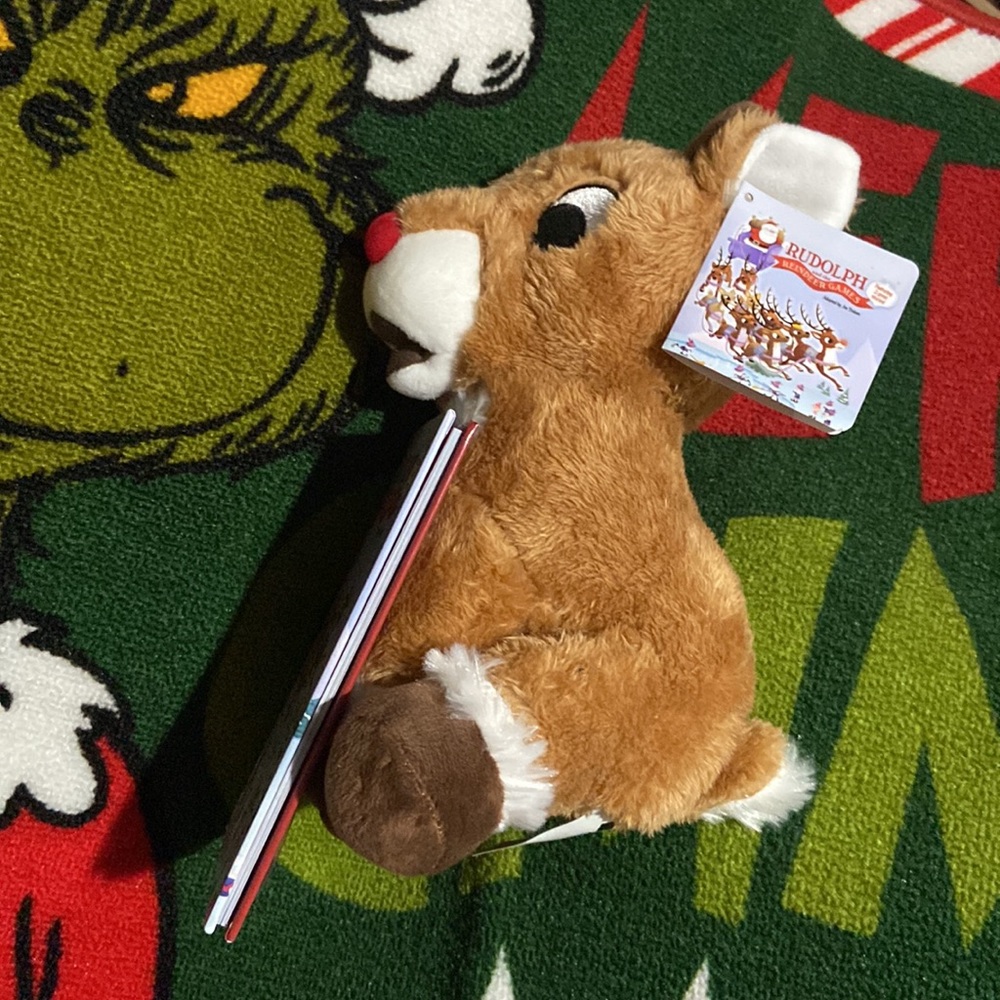 Rudolph plush stuffed animal and Rudolph and the Reindeer Games hardcover book - Picture 2 of 6